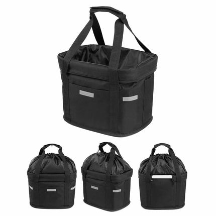 Bike Basket Folding Cat Dog Carrier Bicycle Handlebar Bag Quick Release Detachable Storage Basket.