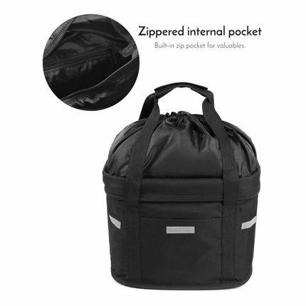 Bike Basket Folding Cat Dog Carrier Bicycle Handlebar Bag Quick Release Detachable Storage Basket.