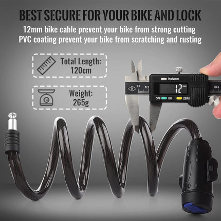 1.2m 2 Keys Bicycle Lock Bike Cable Locks Motorcycle Lock  Mounting Bracket Scooter Lock.
