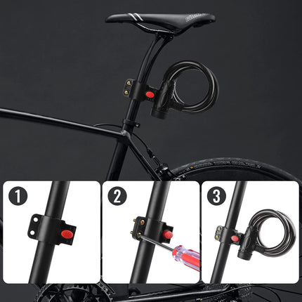 1.2m 2 Keys Bicycle Lock Bike Cable Locks Motorcycle Lock  Mounting Bracket Scooter Lock.