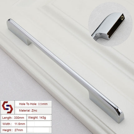 Zinc Kitchen Cabinet Handles Drawer Bar Handle Pull silver color hole to hole size 320mm.