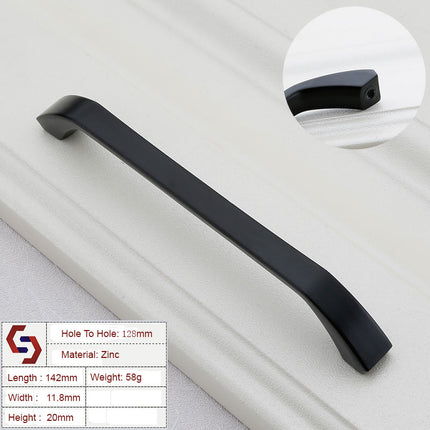 Zinc Kitchen Cabinet Handles Bar Drawer Handle Pull black color hole to hole 128MM.