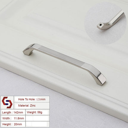 Zinc Kitchen Cabinet Handles Bar Drawer Handle Pull silver color hole to hole 128MM.