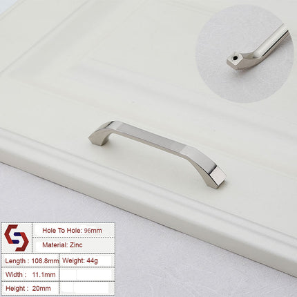 Zinc Kitchen Cabinet Handles Bar Drawer Handle Pull silver color hole to hole 96MM.