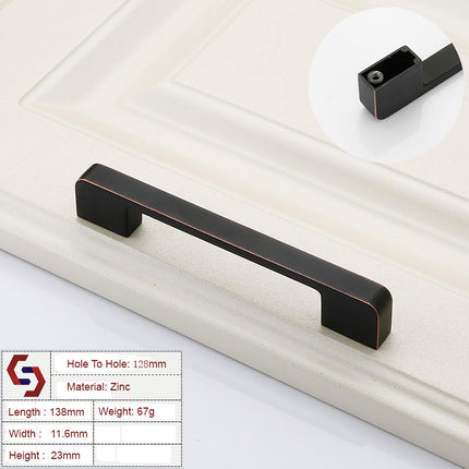 Zinc Kitchen Cabinet Handles Drawer Bar Handle Pull black+copper color hole to hole size 128mm.