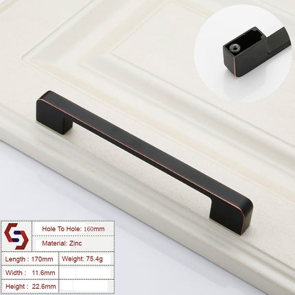 Zinc Kitchen Cabinet Handles Drawer Bar Handle Pull black+copper color hole to hole size 160mm.