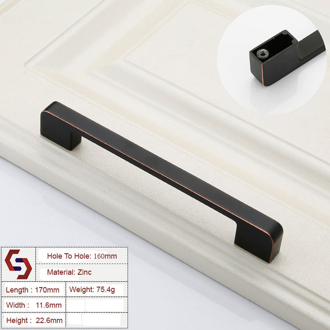 Zinc Kitchen Cabinet Handles Drawer Bar Handle Pull black+copper color hole to hole size 160mm.