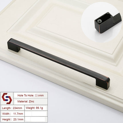 Zinc Kitchen Cabinet Handles Drawer Bar Handle Pull black+copper color hole to hole size 224mm.