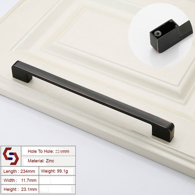 Zinc Kitchen Cabinet Handles Drawer Bar Handle Pull black+copper color hole to hole size 224mm.
