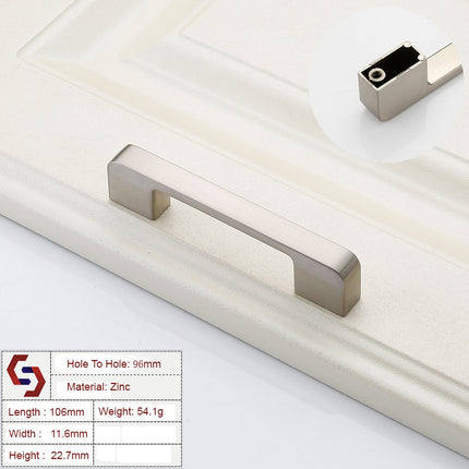 Zinc Kitchen Cabinet Handles Drawer Bar Handle Pull brushed silver color hole to hole size 96mm.