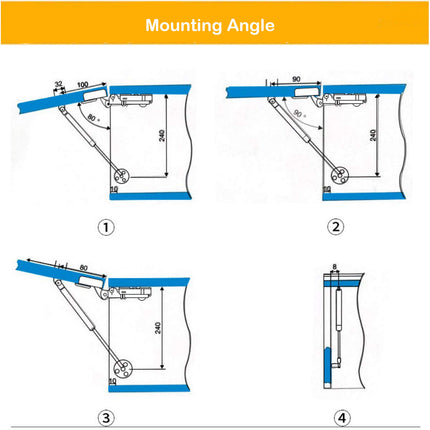 2 Pcs 100N Cabinet Door Hydraulic Hinge Metal Head Lift Support Soft Close & Buffer Telescopic.