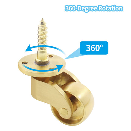25mm Castor Brass Caster Wheel Swivel Vintage Chairs Cabinet Bed Furniture Wheels Brass.