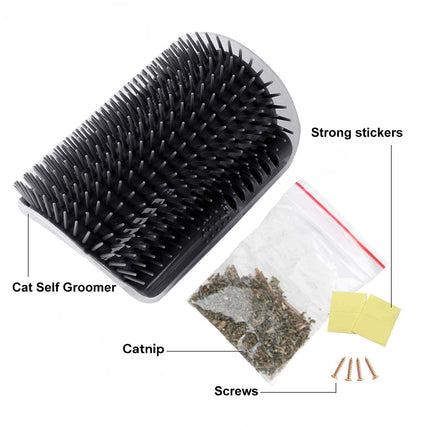 Cat Self Groomer Catnip  Dog Cat Toy Corner Groomer Wall Corner Scratcher Comb Grooming Massage Brush Black.