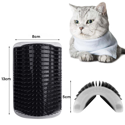 Cat Self Groomer Catnip  Dog Cat Toy Corner Groomer Wall Corner Scratcher Comb Grooming Massage Brush Black.