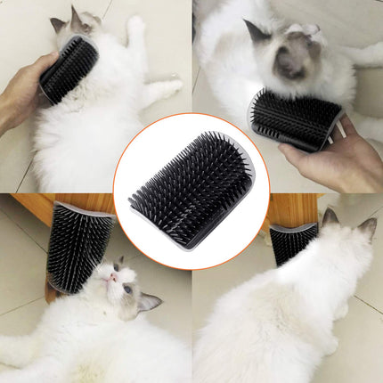 Cat Self Groomer Catnip  Dog Cat Toy Corner Groomer Wall Corner Scratcher Comb Grooming Massage Brush Black.