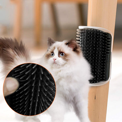 Cat Self Groomer Catnip  Dog Cat Toy Corner Groomer Wall Corner Scratcher Comb Grooming Massage Brush Black.