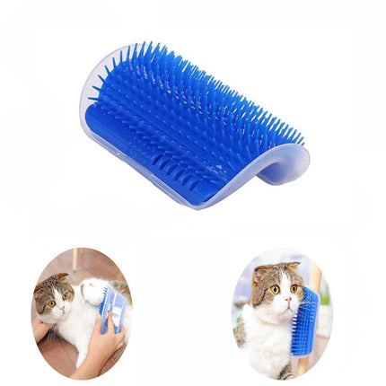 Cat Self Groomer Catnip  Dog Cat Toy Corner Groomer Wall Corner Scratcher Comb Grooming Massage Brush Blue.