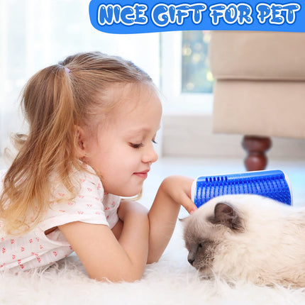 Cat Self Groomer Catnip  Dog Cat Toy Corner Groomer Wall Corner Scratcher Comb Grooming Massage Brush Blue.