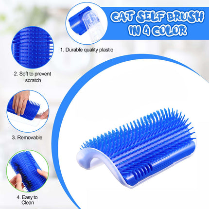 Cat Self Groomer Catnip  Dog Cat Toy Corner Groomer Wall Corner Scratcher Comb Grooming Massage Brush Blue.