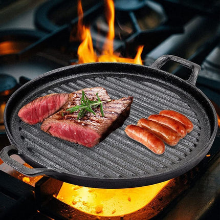 30cm Round Cast Iron Griddle Plate, BBQ Pan Cooking Griddle Grill for StoveF, Oven.