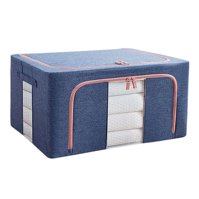 24L Cloth Storage Box Closet Organizer Storage Bags Clothes Storage Bags Wardrobe Organizer Idea Blue.