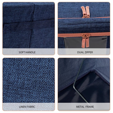 24L Cloth Storage Box Closet Organizer Storage Bags Clothes Storage Bags Wardrobe Organizer Idea Blue.