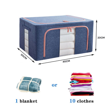 24L Cloth Storage Box Closet Organizer Storage Bags Clothes Storage Bags Wardrobe Organizer Idea Blue.