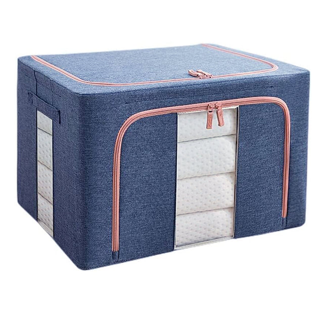 66L Cloth Storage Box Closet Organizer Storage Bags Clothes Storage Bags Wardrobe Organizer Idea Grey Blue.