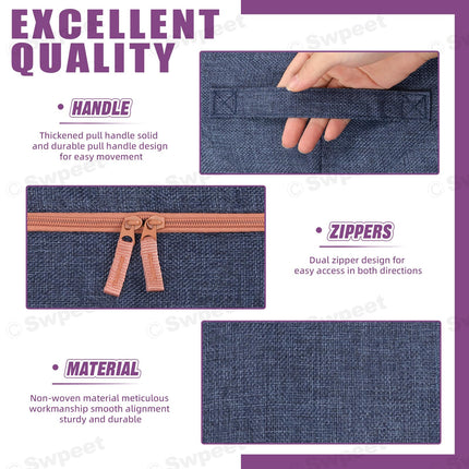 66L Cloth Storage Box Closet Organizer Storage Bags Clothes Storage Bags Wardrobe Organizer Idea Grey Blue.