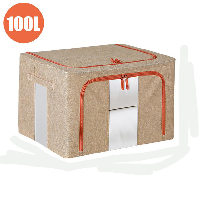 100L Cloth Storage Box Closet Organizer Storage Bags Clothes Storage Bags Wardrobe Organizer Idea CREAM.