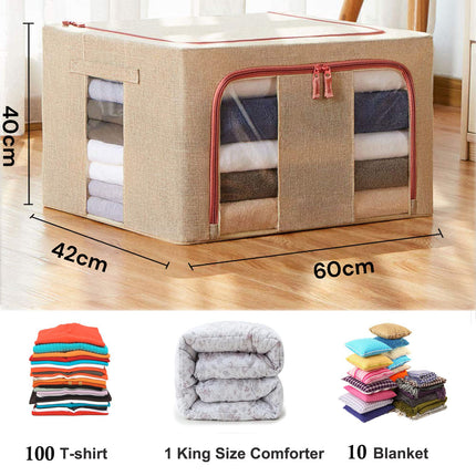 100L Cloth Storage Box Closet Organizer Storage Bags Clothes Storage Bags Wardrobe Organizer Idea CREAM.