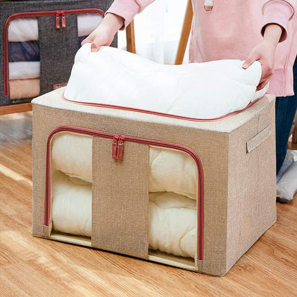 100L Cloth Storage Box Closet Organizer Storage Bags Clothes Storage Bags Wardrobe Organizer Idea CREAM.