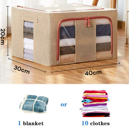24L Cloth Storage Box Closet Organizer Storage Bags Clothes Storage Bags Wardrobe Organizer Idea CREAM.