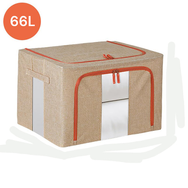 66L Cloth Storage Box Closet Organizer Storage Bags Clothes Storage Bags Wardrobe Organizer Idea CREAM.