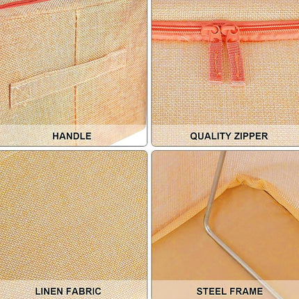 66L Cloth Storage Box Closet Organizer Storage Bags Clothes Storage Bags Wardrobe Organizer Idea CREAM.