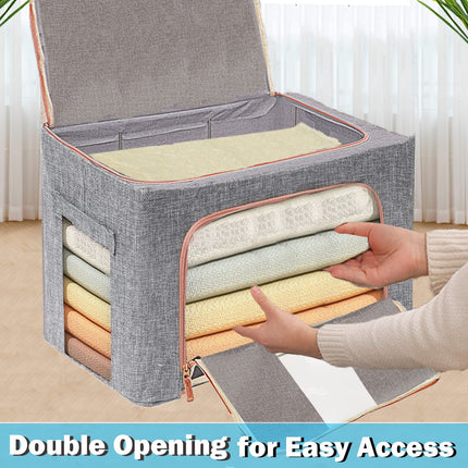 100L Cloth Storage Box Closet Organizer Storage Bags Clothes Storage Bags Wardrobe Organizer Idea Grey.