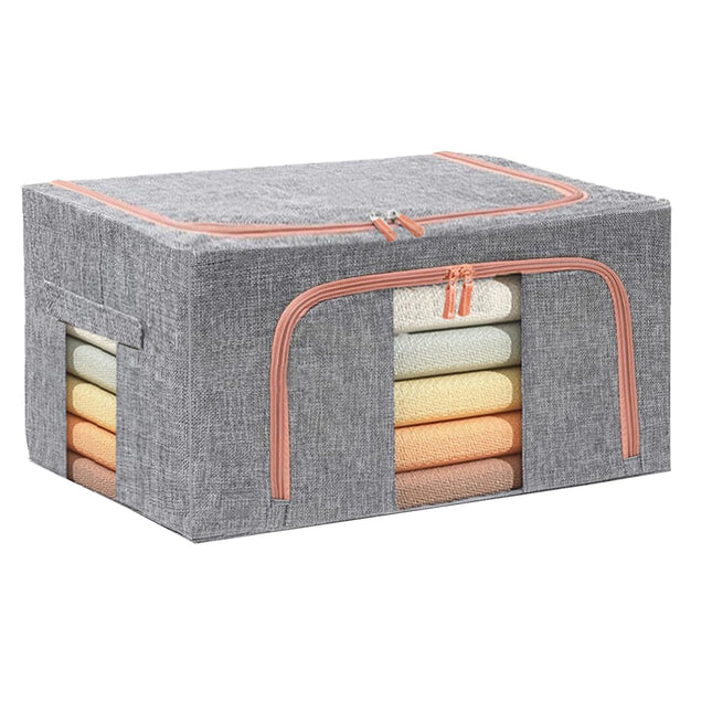 24L Cloth Storage Box Closet Organizer Storage Bags Clothes Storage Bags Wardrobe Organizer Idea Grey.