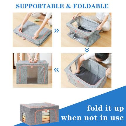 24L Cloth Storage Box Closet Organizer Storage Bags Clothes Storage Bags Wardrobe Organizer Idea Grey.
