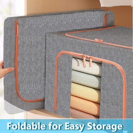 24L Cloth Storage Box Closet Organizer Storage Bags Clothes Storage Bags Wardrobe Organizer Idea Grey.
