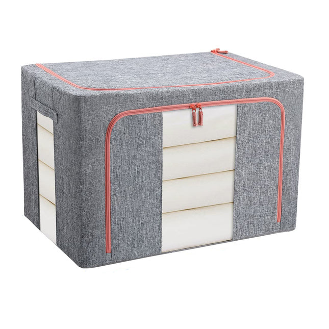 66L Cloth Storage Box Closet Organizer Storage Bags Clothes Storage Bags Wardrobe Organizer Idea Grey.