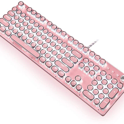 Pink Gaming Mechanical Keyboard Green Switches, White Backlight, USB Wired Laptop Desktop Computer.