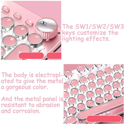 Pink Gaming Mechanical Keyboard Green Switches, White Backlight, USB Wired Laptop Desktop Computer.