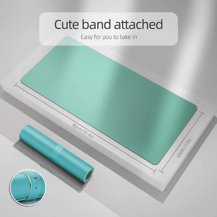 Green 90cm*45cm Dual UseOffice Desk Pad Waterproof PU Leather Computer Mouse Pad.