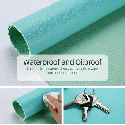 Green 90cm*45cm Dual UseOffice Desk Pad Waterproof PU Leather Computer Mouse Pad.