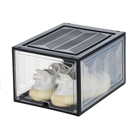 Large Shoe Storage Boxes Stackable Shoe Box Organisers Containers Display Cases Bins Magnetic Door.