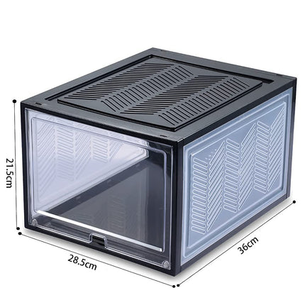 Large Shoe Storage Boxes Stackable Shoe Box Organisers Containers Display Cases Bins Magnetic Door.