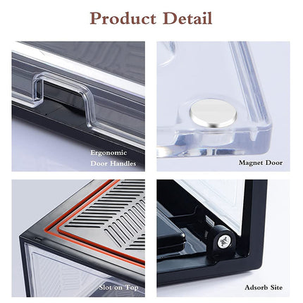 Large Shoe Storage Boxes Stackable Shoe Box Organisers Containers Display Cases Bins Magnetic Door.