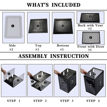 Large Shoe Storage Boxes Stackable Shoe Box Organisers Containers Display Cases Bins Magnetic Door.
