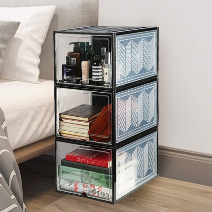 Large Shoe Storage Boxes Stackable Shoe Box Organisers Containers Display Cases Bins Magnetic Door.