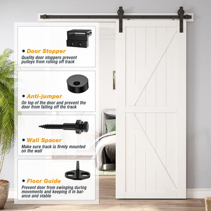 2m Heavy Duty Sliding Barn Single Door Hardware Kit Damper Track Rail Roller System.